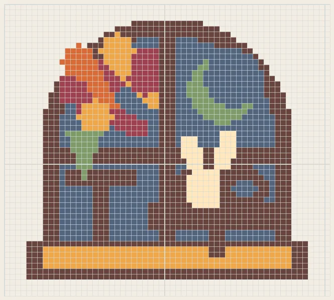 Autumn cafe window perler bead pattern