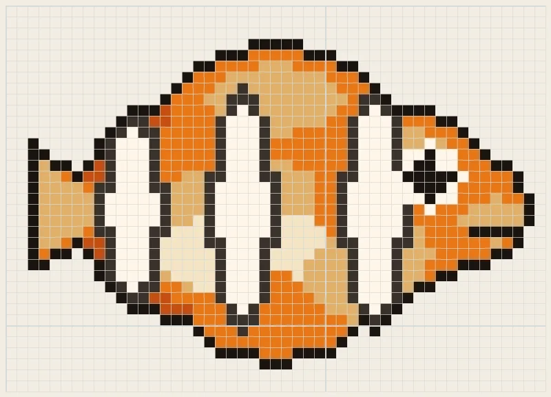 しましまクマノミのアイロンビーズ図案