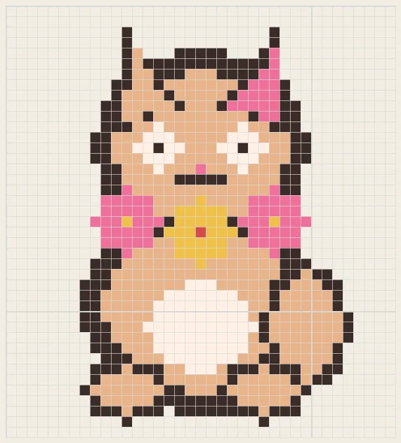 花の首輪の子猫のアイロンビーズ図案