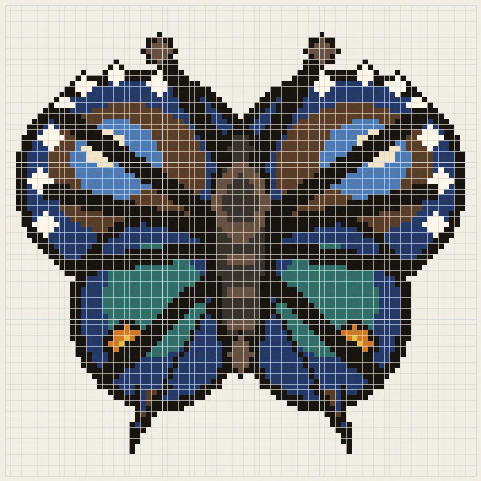 Blue swallowtail perler bead pattern
