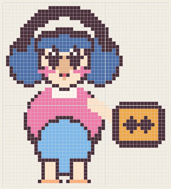 Cassette headphone girl perler bead pattern