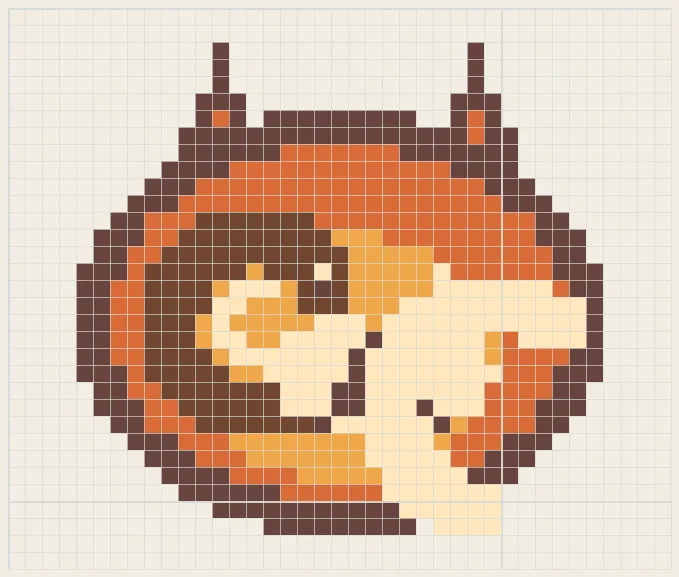 Cinnamon fox bun perler bead pattern