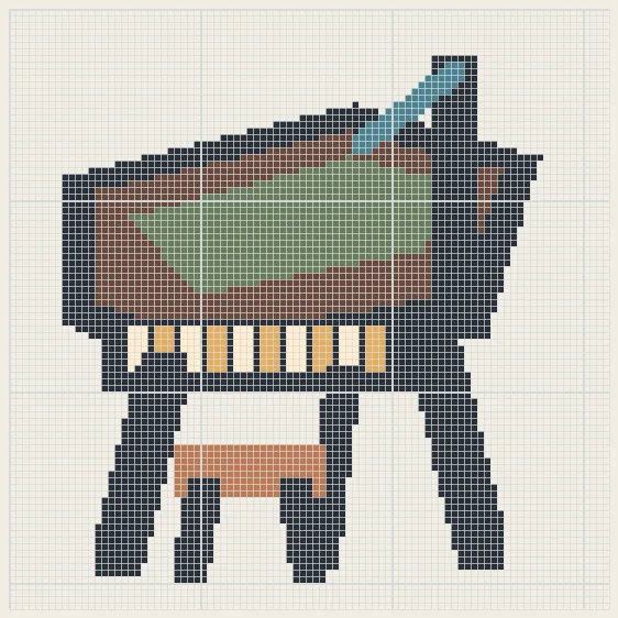 Concert grand piano perler bead pattern