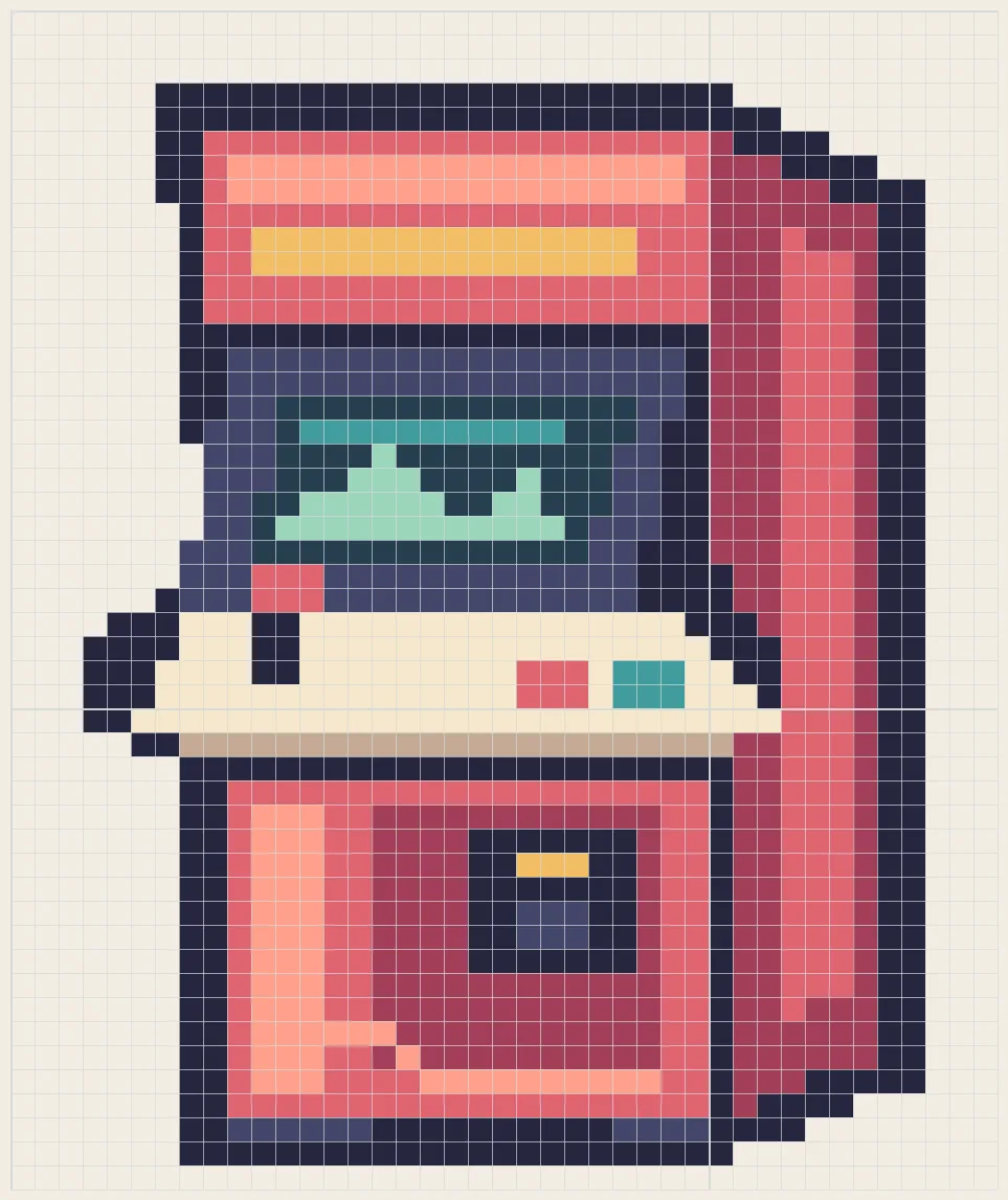 Korallenroter Arcade-Automat Bügelperlen-Vorlage