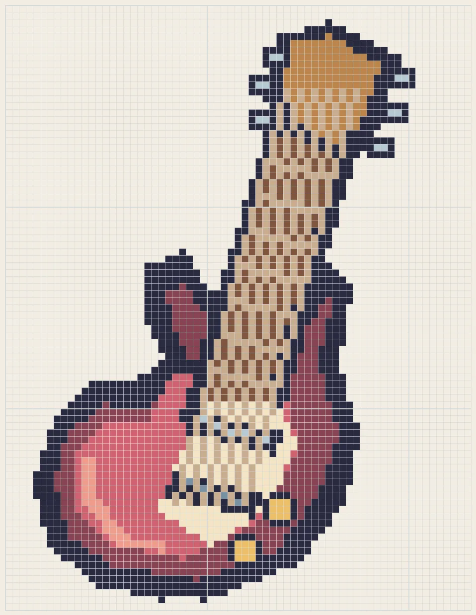 Coral electric guitar perler bead pattern