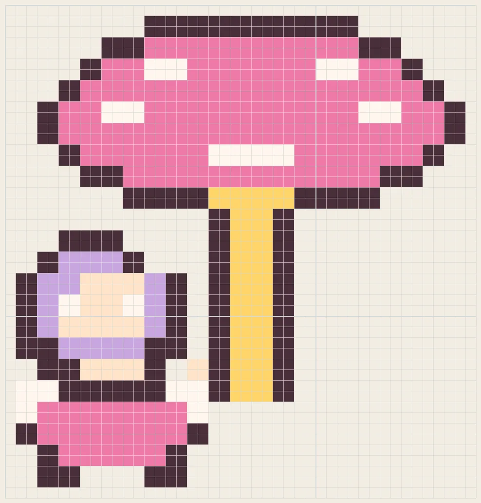 Cotton candy girl perler bead pattern