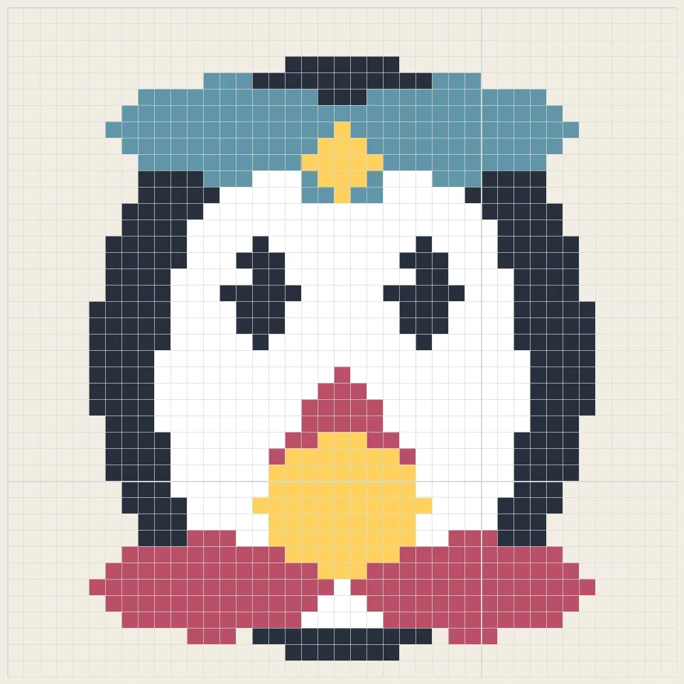 Dapper penguin perler bead pattern