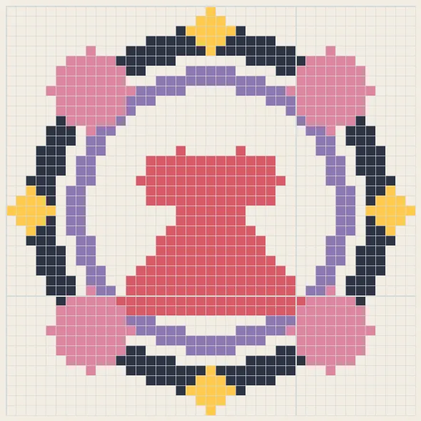 Floral monogram perler bead pattern