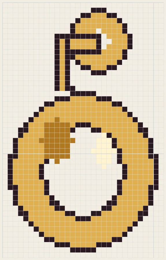 Gold hoop earring perler bead pattern
