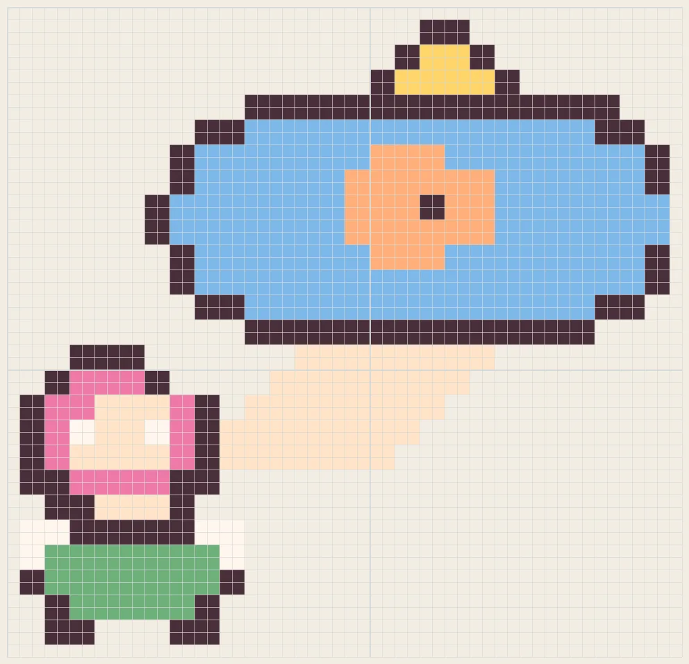 Goldfish bag girl perler bead pattern