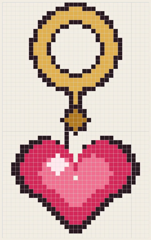 Heart charm keychain perler bead pattern