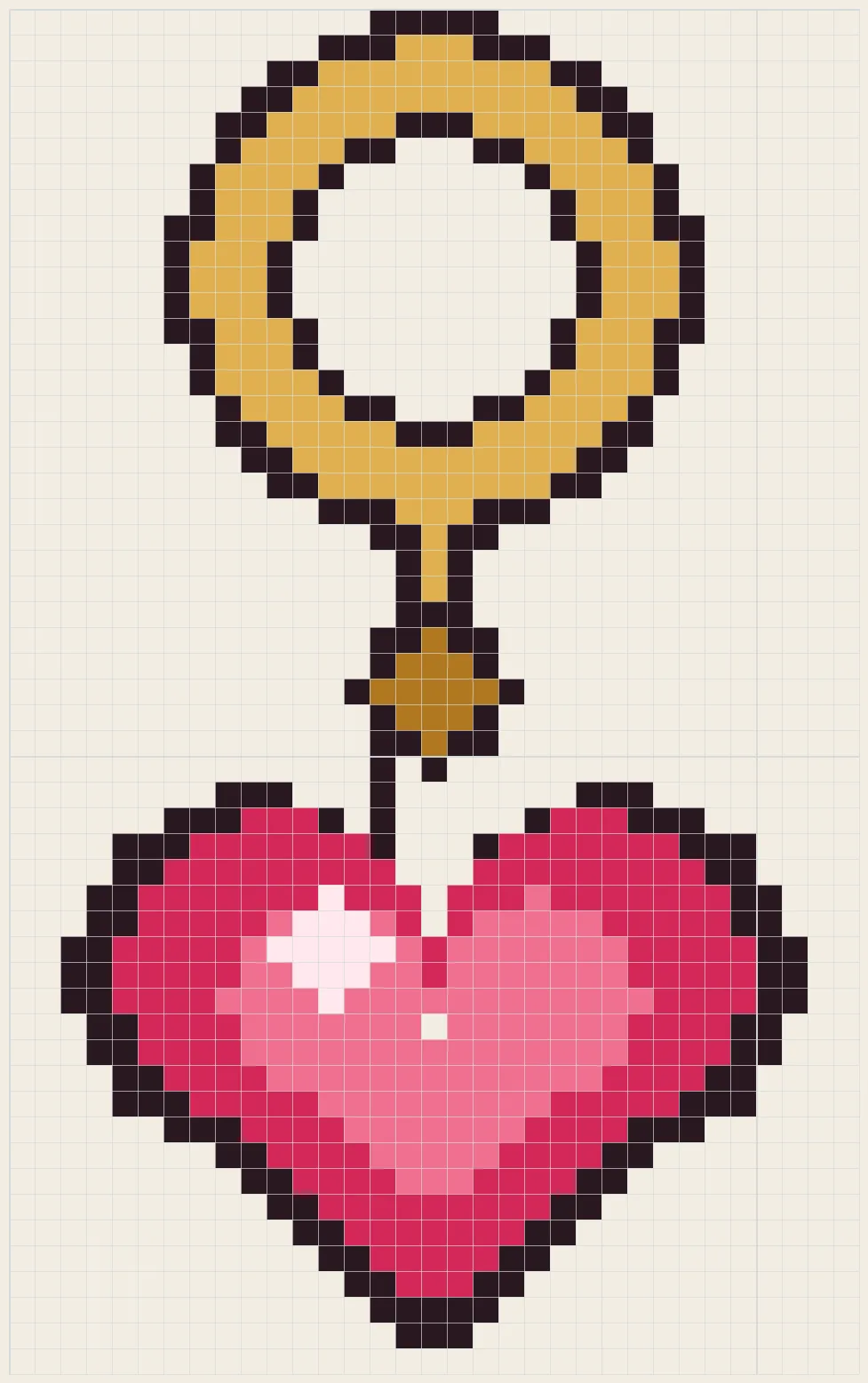 Heart charm keychain perler bead pattern