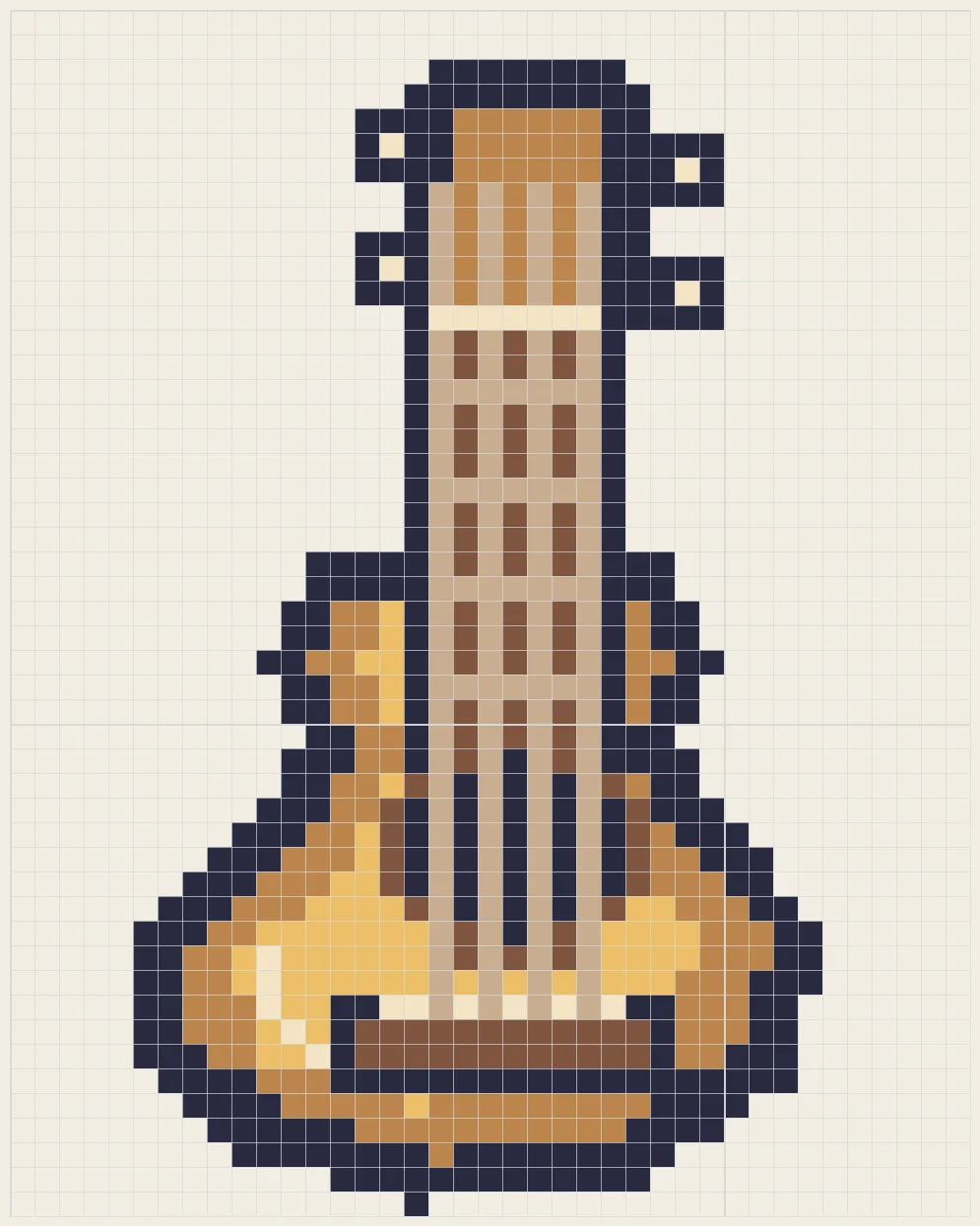 Honey-wood ukulele perler bead pattern