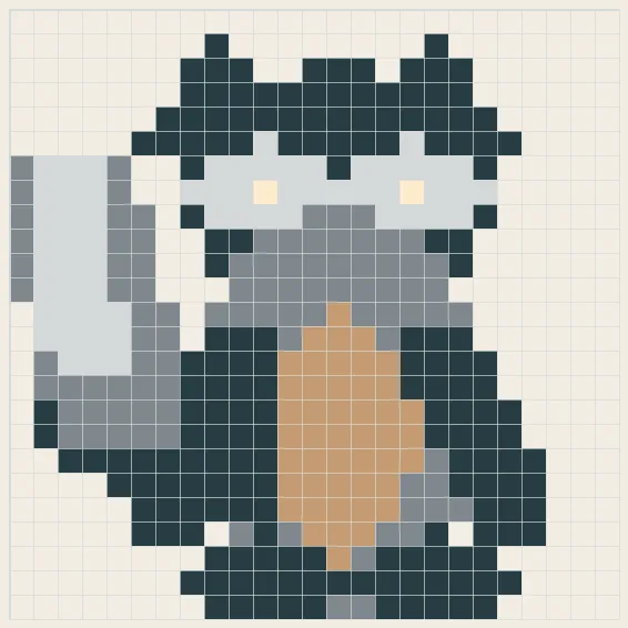 Masked raccoon perler bead pattern