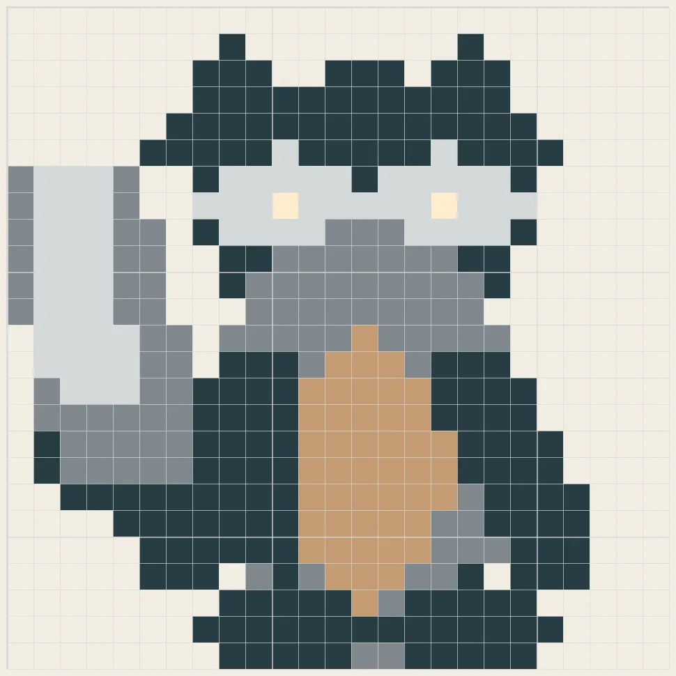 Masked raccoon perler bead pattern