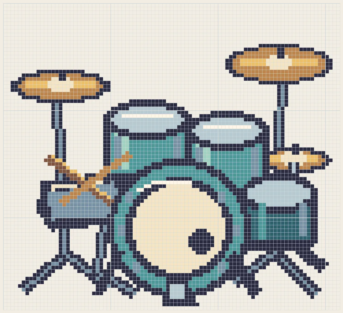 Midnight jazz drum kit perler bead pattern
