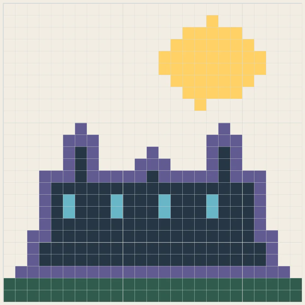Moonlit castle perler bead pattern