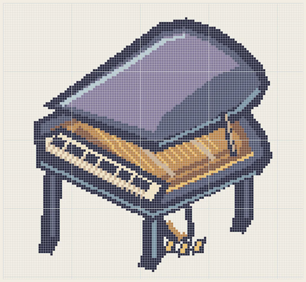 Open-lid grand piano perler bead pattern