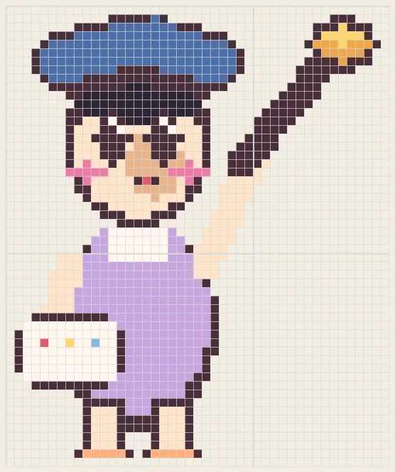 Paintbrush beret girl perler bead pattern