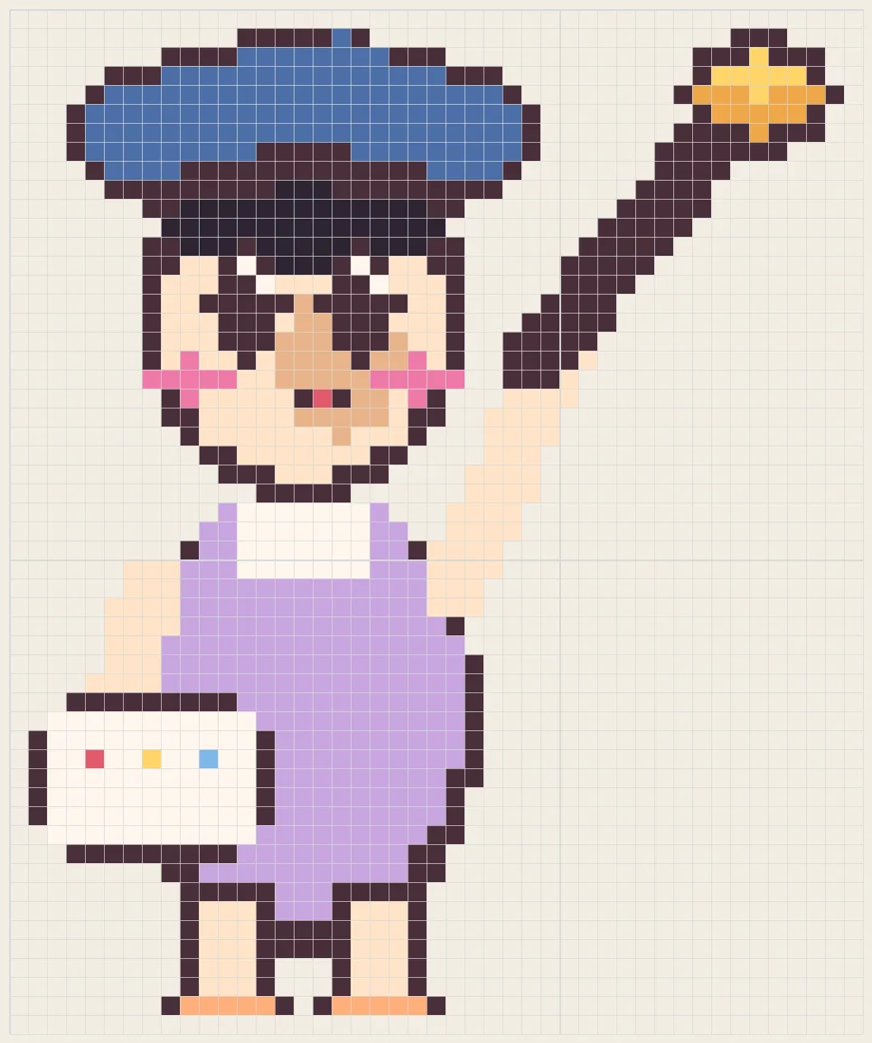 Paintbrush beret girl perler bead pattern