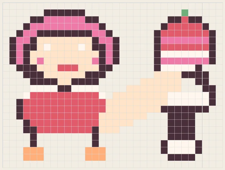 Parfait pigtail girl perler bead pattern