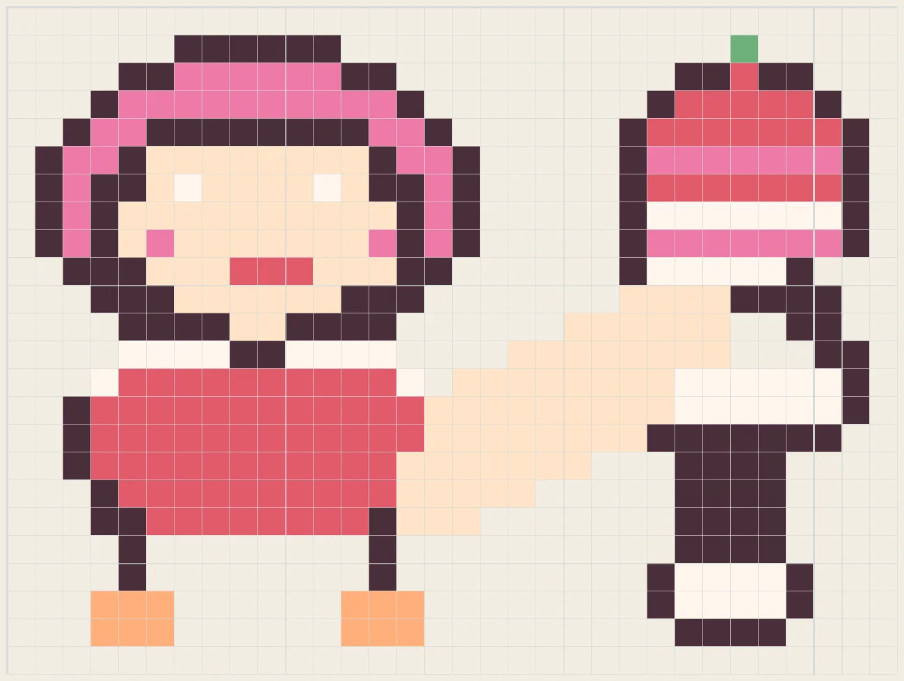 Parfait pigtail girl perler bead pattern