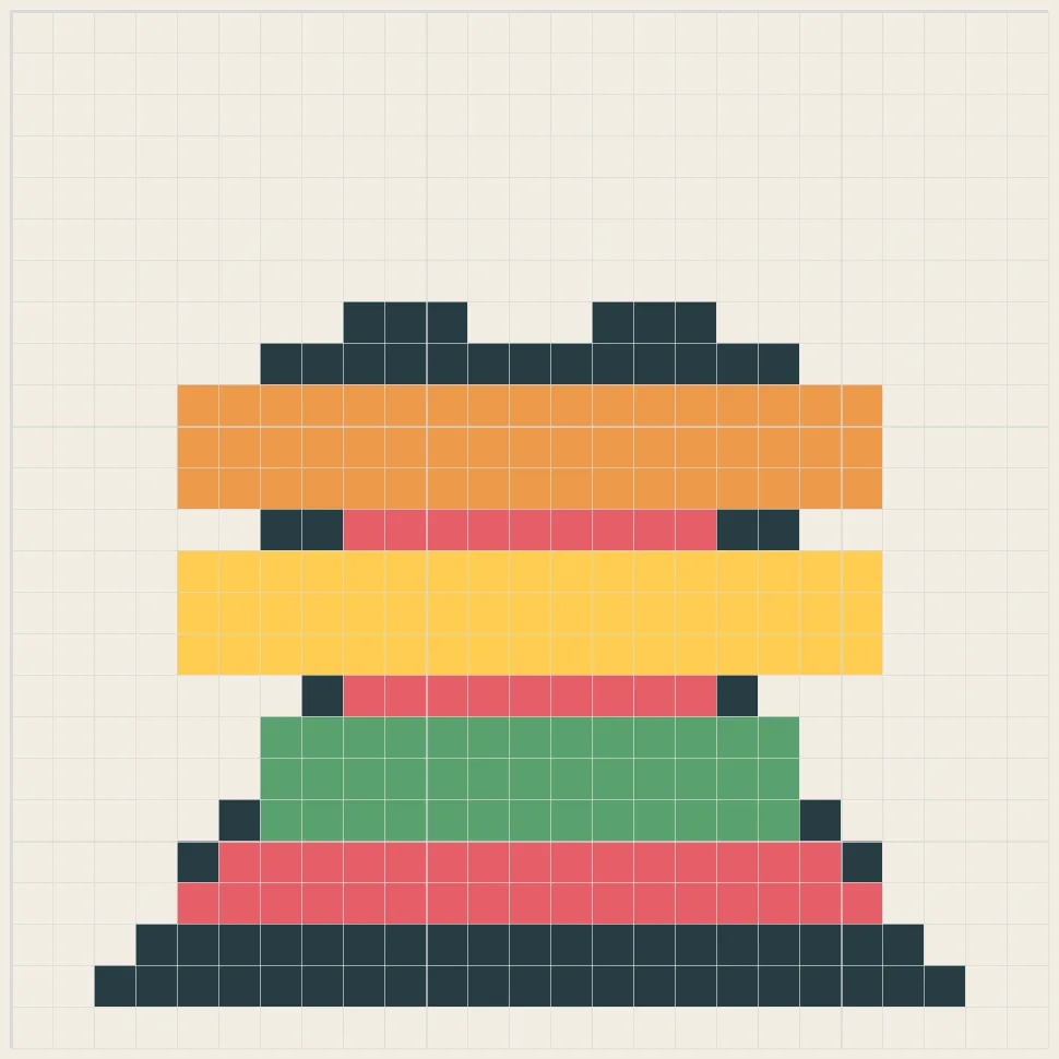 Rainbow heart perler bead pattern
