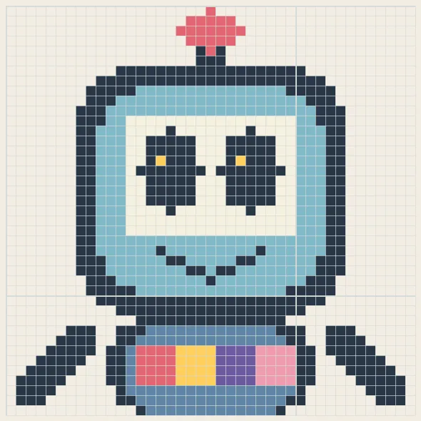 Rainbow robot perler bead pattern