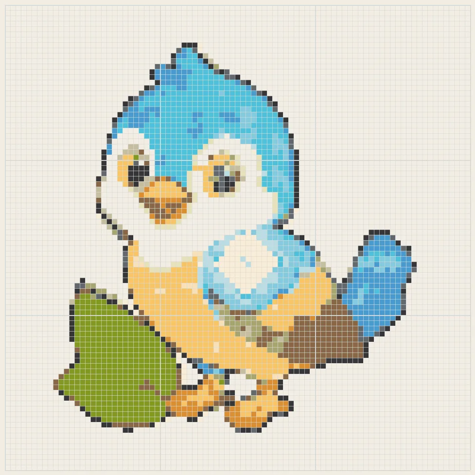 Bluebird and leaf perler bead pattern