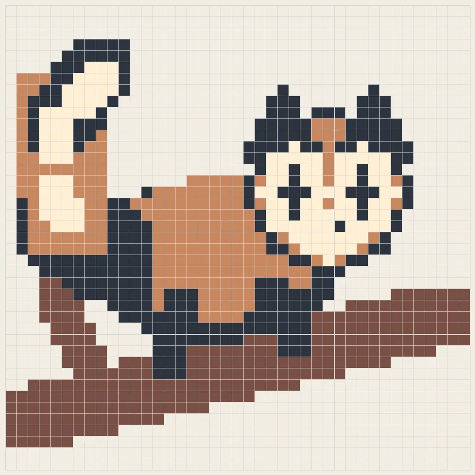 Red panda on a branch perler bead pattern