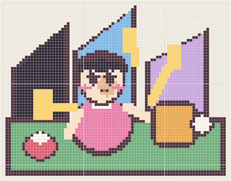 Rooftop picnic girl perler bead pattern