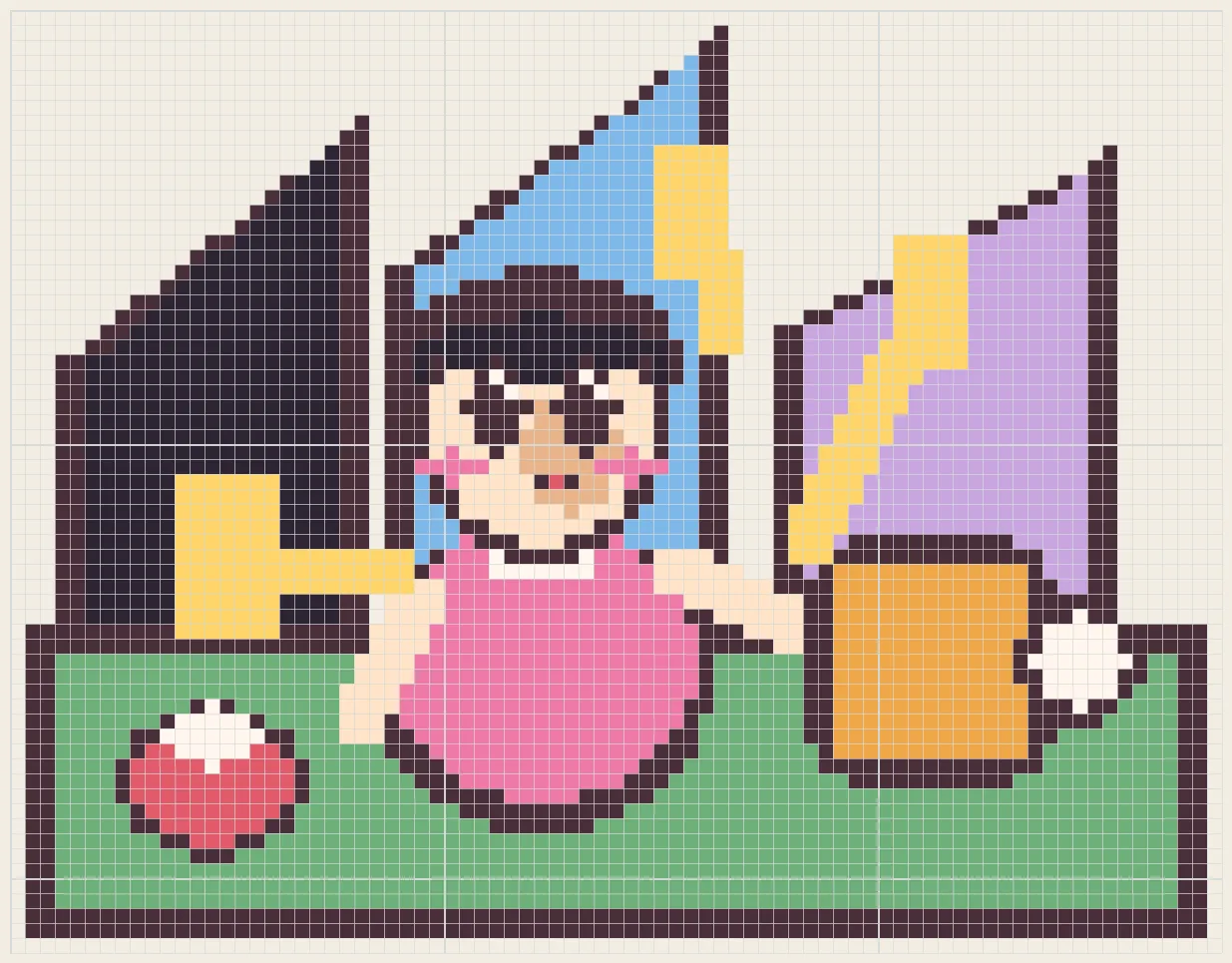 Rooftop picnic girl perler bead pattern