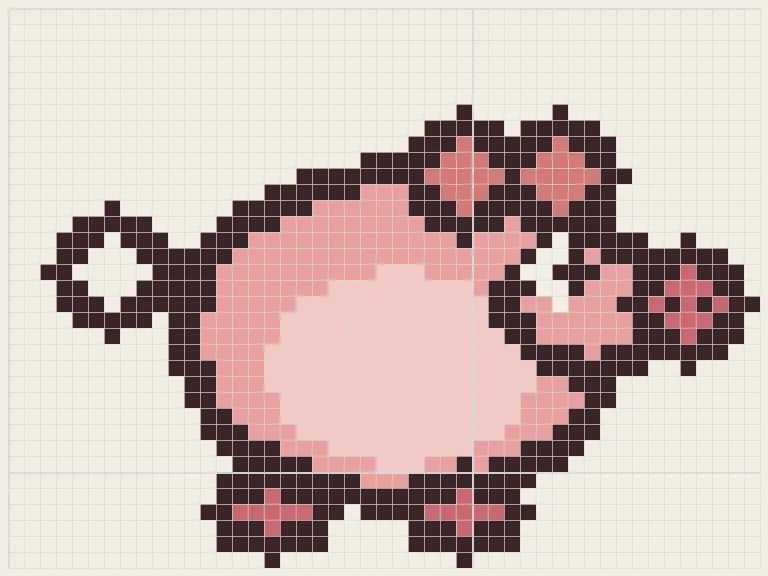 Round pig perler bead pattern