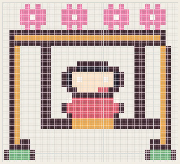 Sakura swing girl perler bead pattern