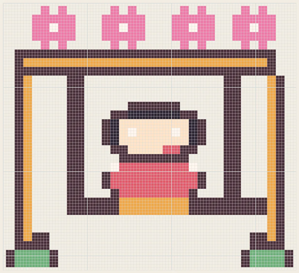 Sakura swing girl perler bead pattern