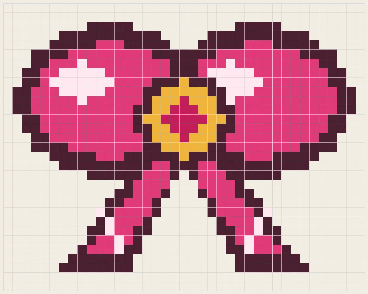 Silk ribbon bow perler bead pattern