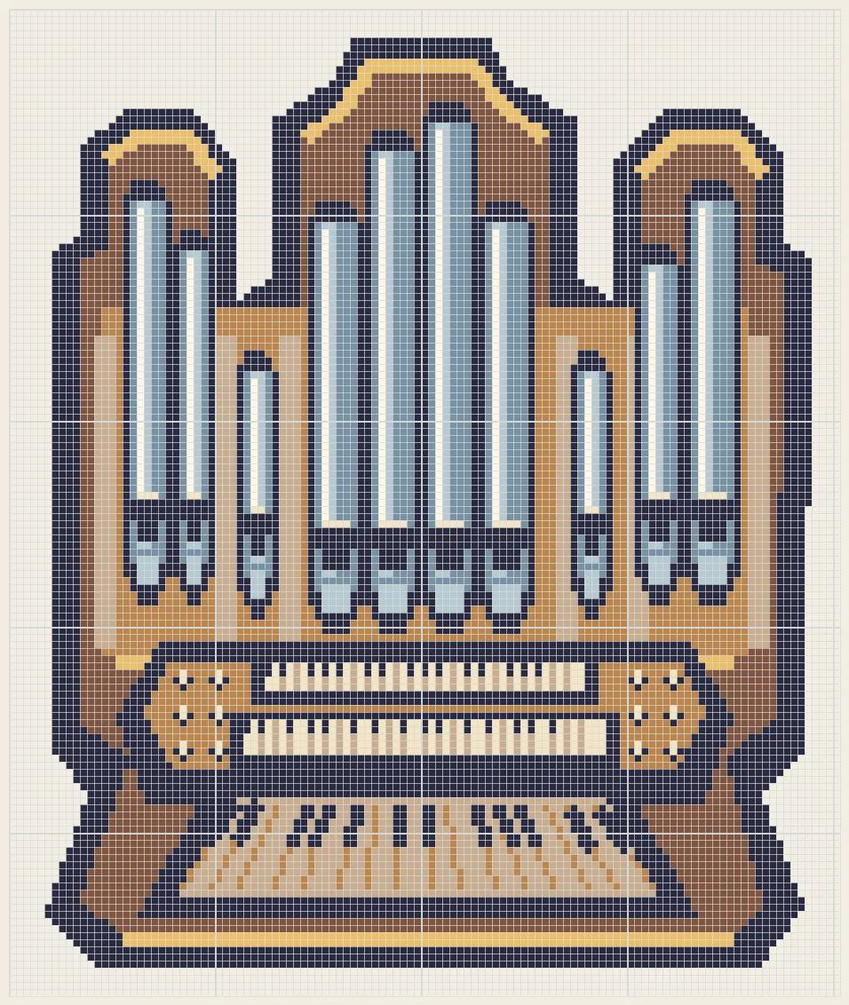 Silver-pipe concert organ perler bead pattern
