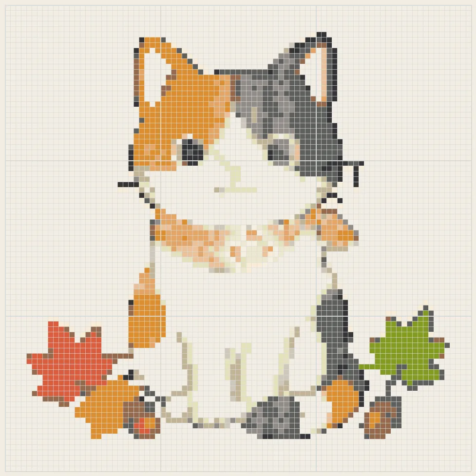 Autumn calico cat perler bead pattern