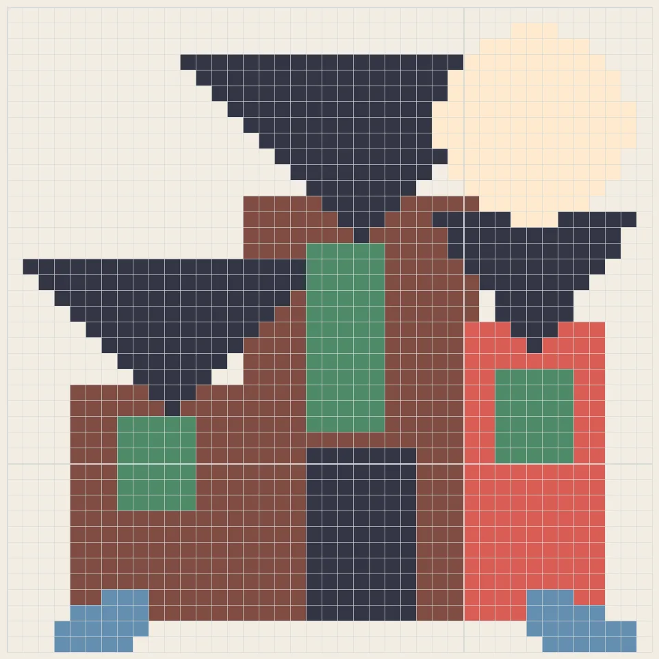 Spooky mansion perler bead pattern