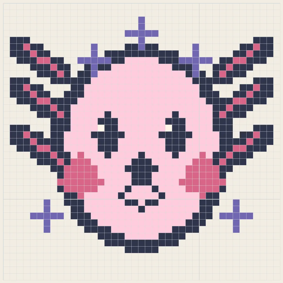 Starry axolotl perler bead pattern