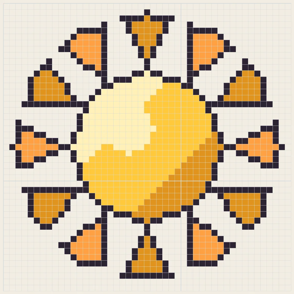 Sunburst badge perler bead pattern