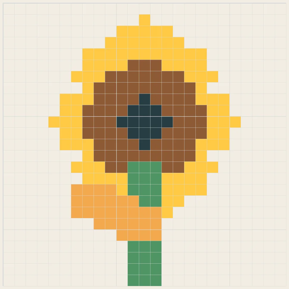 Sunflower bloom perler bead pattern