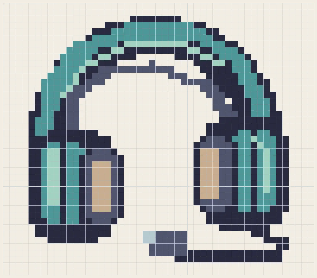 Teal studio headphones perler bead pattern
