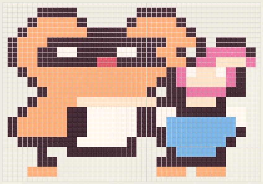 Teddy bear hug girl perler bead pattern