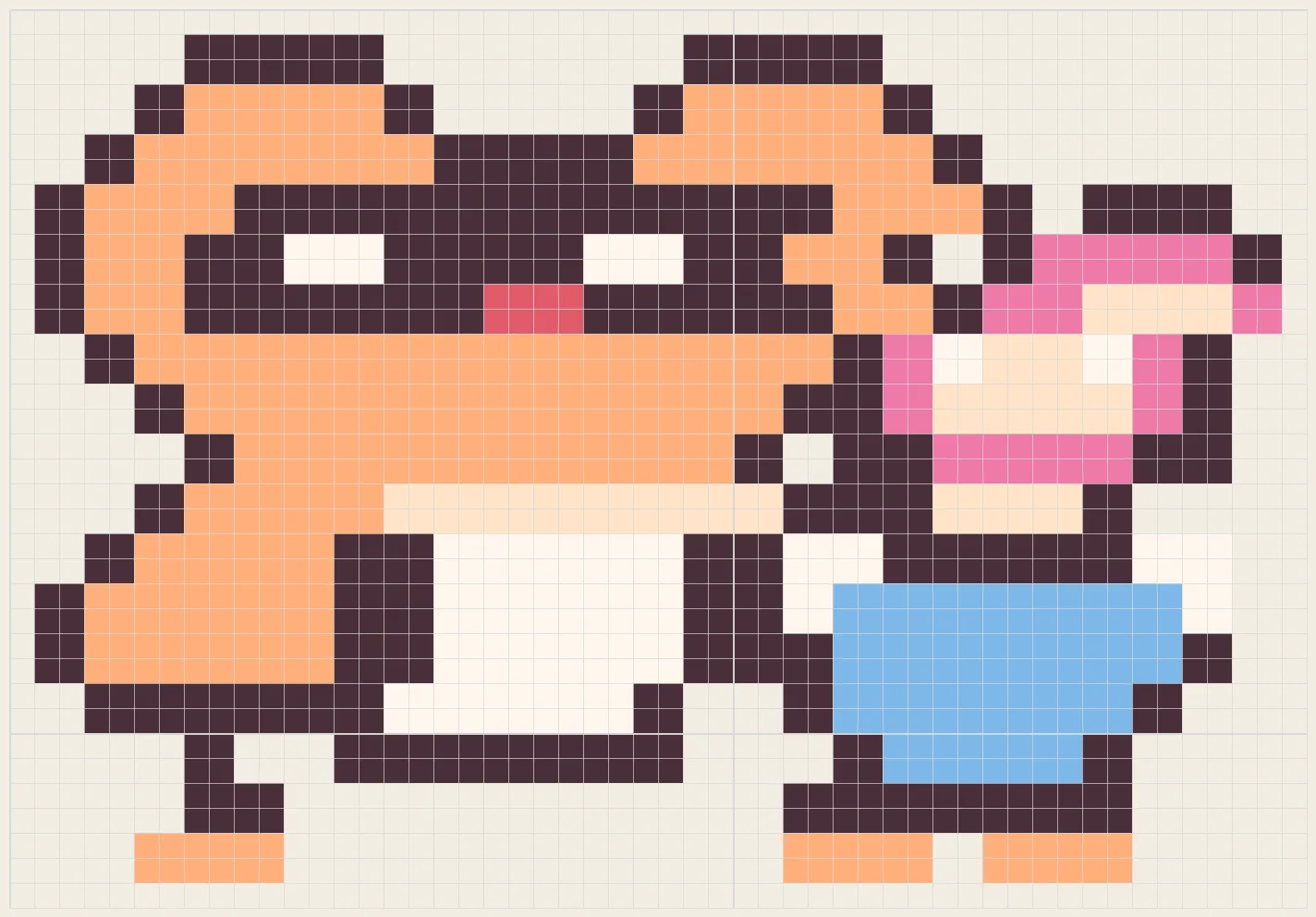 Teddy bear hug girl perler bead pattern