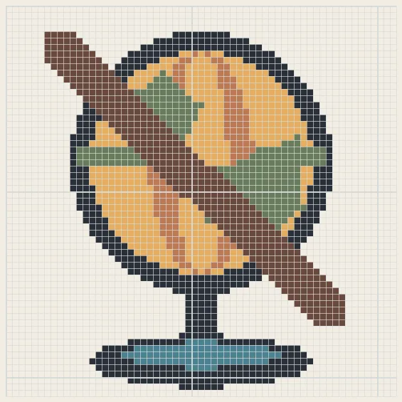 Vintage floor globe perler bead pattern