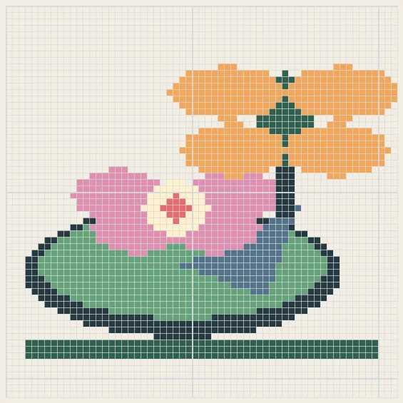 Water lily and dragonfly perler bead pattern