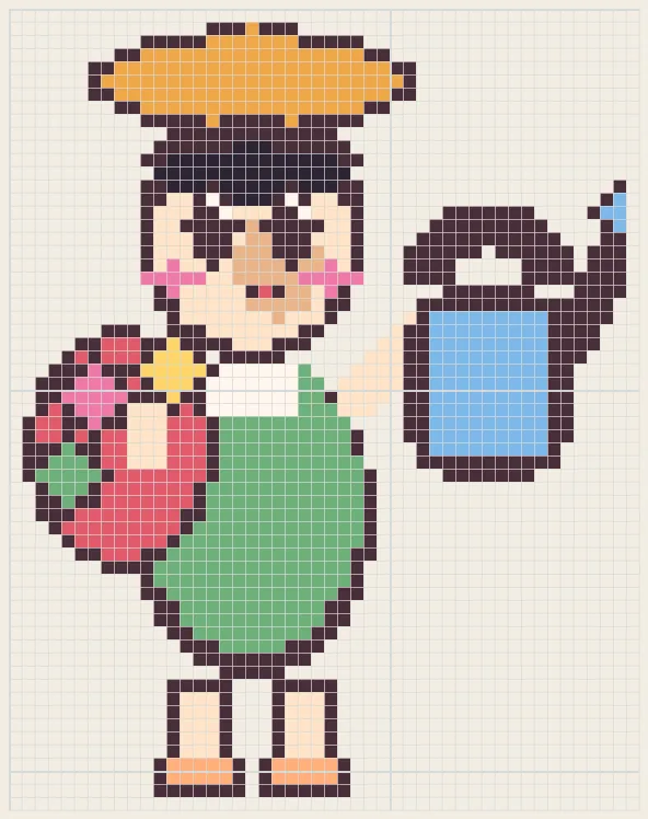 Watering-can florist girl perler bead pattern