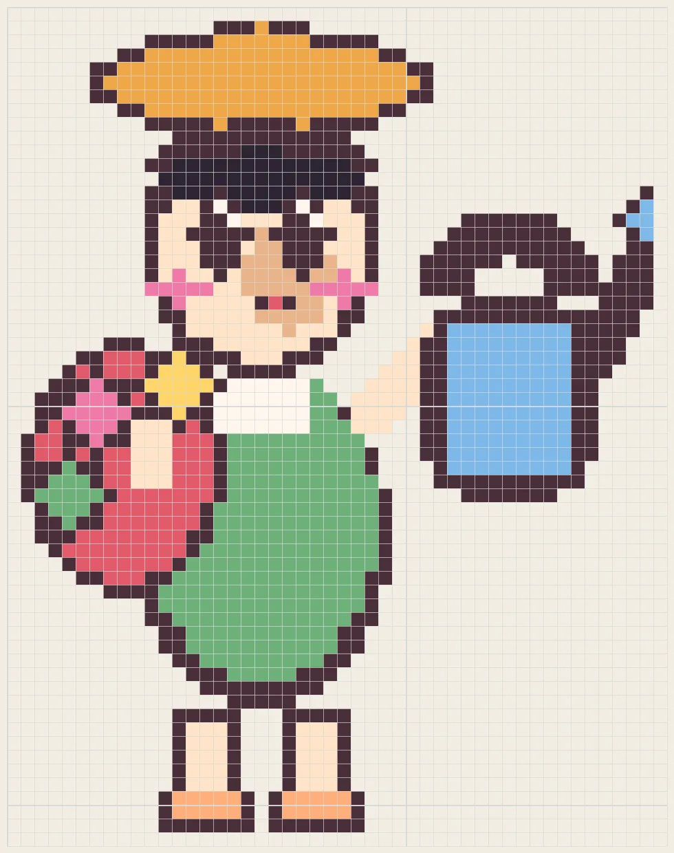 Watering-can florist girl perler bead pattern