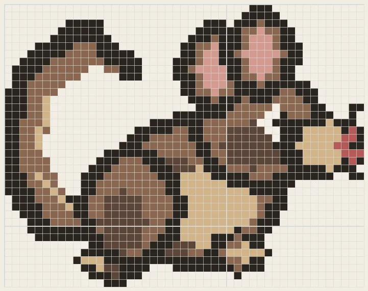 Whisker rat perler bead pattern